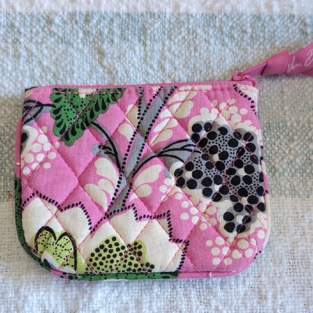 Vera Bradley Pink and Green Quilted Pouch 3pc Set - Picture 2 of 11